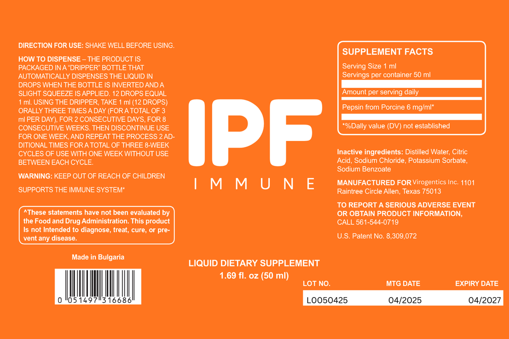 IPF Immune bottle label